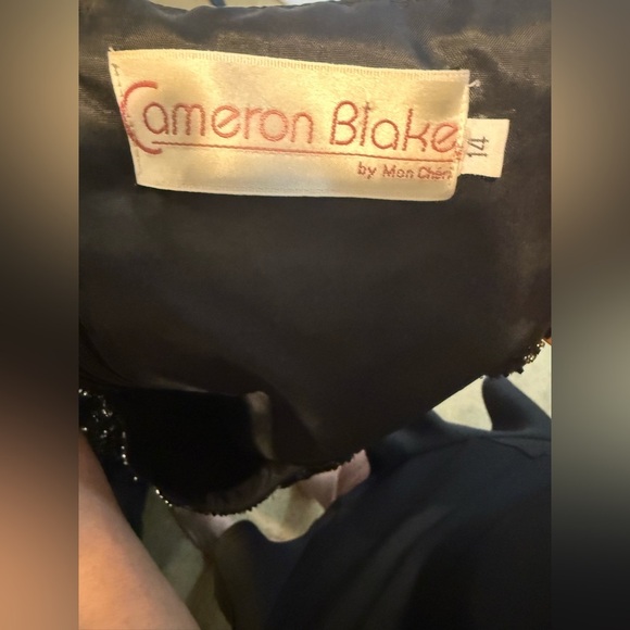 Black Beaded Lace Gown Mother of the Bride Cameron Blake Mon Cheri Size 14 - Picture 3 of 9